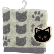 まるでネコ？！ ミニタオル 黒猫