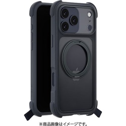 iPhone 17 Pro Max 対応 ケース クリア MagSafe対応 回転リングスタンド 耐衝撃 Odyssey Stand M レザレットミッドナイト ME_IQGCSPTO7_LM