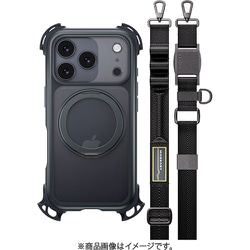 iPhone 17 Pro 対応 ケース クリア ショルダー ストラップ MagSafe対応 スタンド 耐衝撃 Odyssey Ultra M With Strap ミッドナイト/ブラック ME_IQPCSPTO5_MB