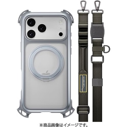 iPhone 17 Pro Max 対応 ケース クリア ショルダー ストラップ MagSafe リングスタンド 耐衝撃 Odyssey Ultra M With Strap ミスト/コンクリートグレー ME_IQGCSPTO5_MG