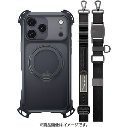iPhone 17 Pro Max 対応 ケース クリア ショルダー ストラップ MagSafe リングスタンド 耐衝撃 Odyssey Ultra M With Strap ミッドナイト/ブラック ME_IQGCSPTO5_MB