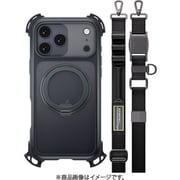 iPhone 17 Pro Max 対応 ケース クリア ショルダー ストラップ MagSafe リングスタンド 耐衝撃 Odyssey Ultra M With Strap ミッドナイト/ブラック ME_IQGCSPTO5_MB