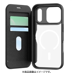 iPhone 17 Pro 対応 ケース MagSafe対応 手帳型 耐衝撃 背面 クリア Air Folio ブラック RT_IQPCSPLFL_BK