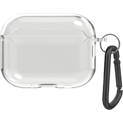 AirPods Pro 3用 衝撃吸収 クリアTPUケース カラビナ付き ブラックカラビナ TR-APP25-TCC-CLBK