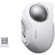 トラックボールマウス bitra 無線2.4GHz Bluetooth 34mmボール 人工ルビー 5ボタン 人差し指操作 電池式 静音 ホワイト M-MT2MRSWH