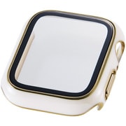 アップルウォッチ カバー Apple Watch SE 第3世代/第2世代（40mm） フルカバー ケース 強化ガラス 10H メタリックライン 耐衝撃PCフレーム 指紋防止 飛散防止 ホワイト AW-25EFCGJWH