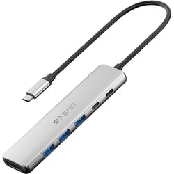 6in1 （USB-A×3/C×2/HDMI×1） USB3.2 Gen1 ハブ バスパワー対応 PD100W給電可能 ケーブル長25cm アルミ合金 シルバー SE-HUB061JDPNNF