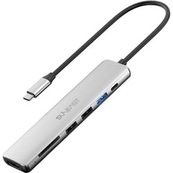 7in1 （USB-A×3/C×1/HDMI×1/カードリーダー×1） USB3.2 Gen1 ハブ バスパワー対応 PD100W給電可能 ケーブル長25cm アルミ合金 シルバー SE-HUB071JDPNCF