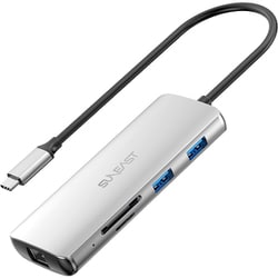 8in1 （USB-A×3/C×1/HDMI×1/カードリーダー×1/有線LANポート×1） USB3.2 Gen1 ハブ バスパワー対応 PD100W給電可能 ケーブル長25cm アルミ合金 シルバー SE-HUB081ADPLCF