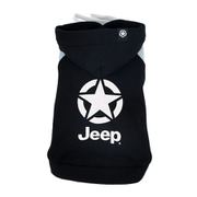 ジープ ダブルフェイストレーナー パーカー ブラック 3号ロング 秋冬服 着せやすい 寒さ対策 お散歩 トイプードル チワワ ダックス 小型犬用 JE252-022-021