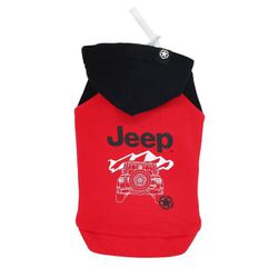 ジープ ダブルフェイストレーナー パーカー レッド 2号 秋冬服 着せやすい 寒さ対策 お散歩 トイプードル チワワ ダックス 小型犬用 JE252-022-023