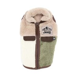 ジープ ボアジッパーベスト カーキ 3号 秋冬服 着せやすい 寒さ対策 お散歩 トイプードル チワワ ダックス 小型犬用 JE242-022-013