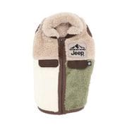 ジープ ボアジッパーベスト カーキ 3号ロング 秋冬服 着せやすい 寒さ対策 お散歩 トイプードル チワワ ダックス 小型犬用 JE242-022-013