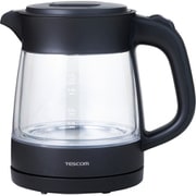 電気ケトル 1.0L ガラス 二重構造 転倒流水防止 安全設計 広口 洗いやすい ブラック TKG45A-K
