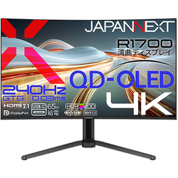 湾曲ゲーミングモニター/31.5型/4K（3840×2160）/R1700/QD-OLEDパネル/光沢/HDR400相当/240Hz/0.03ms（GtoG）/HDMI×2 DP×1 USB-C×1/スピーカー内蔵/昇降式多機能スタンド/2年保証 JN-QOLC315G240U-HSC6