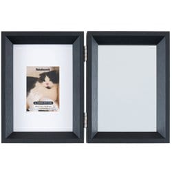 鏡＆フォトフレーム 2面 L判/チェキ ブラック F-TW-116-D
