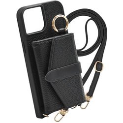 iPhone 14 Pro 用 ケース Beltedバイカラー スマホケース スマホショルダー スタンド機能 エレガンテ Elegante/ブラック BCS-IP14P-BK