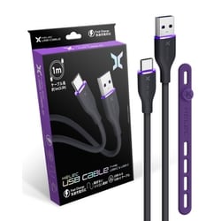 USB タイプC ケーブル （TypeC ＆ TypeA） 急速充電対応 シリコン素材 1m ブラック hel108-ac-black