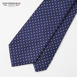 NB910419 紺茶 [NEWYORKERBLUE （ ニューヨーカーブルー ） 小紋 （ 小花 ） 柄ネクタイ]