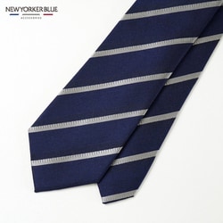 NB912566 紺 [NEWYORKERBLUE （ ニューヨーカーブルー ） ストライプ柄 （ メランジ調 ） ネクタイ]