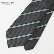 NB922514 グレー [NEWYORKERBLUE （ ニューヨーカーブルー ） ストライプ柄 （ グレンチェック地紋 ） ネクタイ]