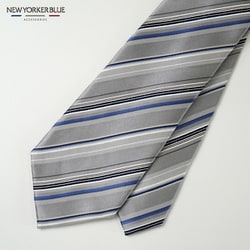 NB881615 シルバー [NEWYORKERBLUE （ ニューヨーカーブルー ） ストライプ柄 （ マルチストライプ ） ネクタイ]