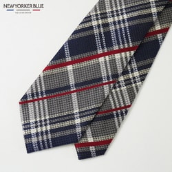 NB915913 紺グレー [NEWYORKERBLUE （ ニューヨーカーブルー ） チェック柄 （ マルチチェック ） ネクタイ]