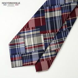 NB913918 紺赤 [NEWYORKERBLUE （ ニューヨーカーブルー ） チェック柄 （ パッチワーク ） ネクタイ]