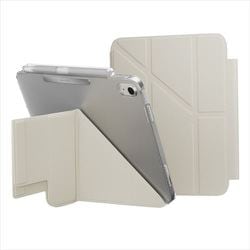 iPad A16 対応 ケース 軽量 持ち運び 可 ペン収納 スタンド 付 耐衝撃 背面 透明 クリア カバー FACET with Pencil Holder スターライトホワイト ME_PPHCSPLF2_SW