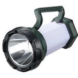 USB充電式LED強力ライト＆ランタン 前面ライト：白色LED（交換不可） 側面ランタン：白色LED、電球色LED、赤色LED（交換不可） LA4S2504GN