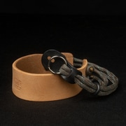 パラシューター リストストラップ (CURA真鍮製2重リング) レザー 002 タン+ブルーアイズ PA-SHO-CURA-002