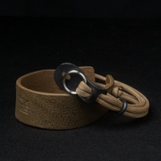 パラシューター リストストラップ (CURA真鍮製2重リング) レザー 007 オリーブ+ベージュ PA-SHO-CURA-007