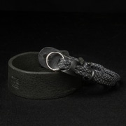 パラシューター リストストラップ (CURA真鍮製2重リング) レザー 015 ブラック+グレー PA-SHO-CURA-015