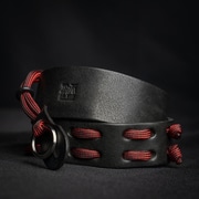 パラシューター ネックストラップ (CURA真鍮製2重リング) レザー 011 125cm ブラック+レッド PA-NE-ST-CU-125-011