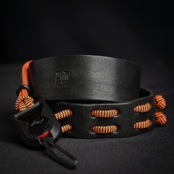 パラシューター ネックストラップ （ピークデザイン アンカーリンクス） レザー 012 100cm ブラック＋オレンジ PA-NE-ST-PD-100-012