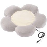 PET-HC02GY [ペットヒーター クッション 犬 猫 ベッド・室内・持ち運びOK 花びら型 USB給電 モバイルバッテリー対応 2段階温度（約32/39℃） タイマー3/6h 撥水 洗濯可能 噛み対策メッシュケーブル クッションΦ50cm グレー]