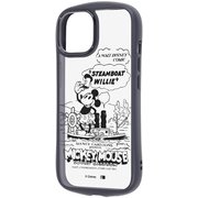 iPhone 15/14/13 用 ディズニー Puffull 衝撃吸収 バンパー ハイブリッドケース ミッキー 蒸気船ウィリー RC-DP51CMD2B/MK66_IF02