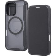 iPhone 16 用 クリアフリップケース マグネット マグネット充電対応 ブラック RT-P46LCM/B
