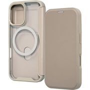 iPhone 16 用 クリアフリップケース マグネット マグネット充電対応 ベージュ RT-P46LCM/BE