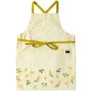 LA AMYS(ラ エミーズ) エプロン ミモザ 綿100% 花柄 ポケット付き 着丈73cm 脇幅100cm イエロー
