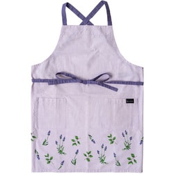 LA AMYS（ラ エミーズ） エプロン ラベンダー 綿100％ 花柄 ポケット付き 着丈73cm 脇幅100cm パープル