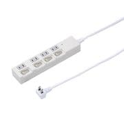 雷ガード付 4個口 節電タップ 1m ホワイト 最大サージ電圧 6000V スイッチ付き（個別） H4BKS441WH