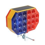 ソーラー充電式 LED警告灯 赤/青 2色点滅 両面発光タイプ 自動点灯 IP54 道路・作業現場用 注意喚起 KG-T2S