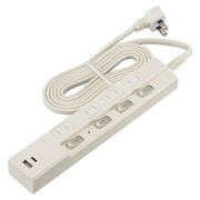 個口節電タップ 雷ガード PD対応Type-C/Type-Aポート付き 2m ホワイト HS-TPKU42PD23-W