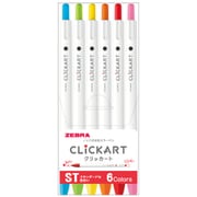 ノック式水性カラーペン クリッカート6色セット スタンダードカラー WYSS22-BC-6CST
