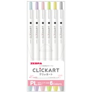 ノック式水性カラーペン クリッカート6色セット ペールカラー WYSS22-BC-6CDK