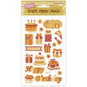 クラフトペーパーシール バースデー (ラメ:濃ピンク) KPS-007