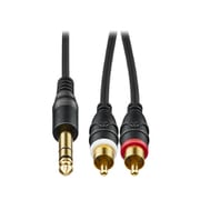 オーディオケーブル Φ6.3mmステレオ標準プラグ-ピンプラグ×2 1.5m AT-MI46/1.5