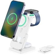 4in1モバイルバッテリーマグネット式ワイヤレス対応＋充電ドック＆ワイヤレス充電ステーション ホワイト L-MBM-1