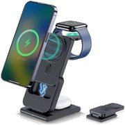 4in1モバイルバッテリーマグネット式ワイヤレス対応＋充電ドック＆ワイヤレス充電ステーション ブラック L-MBM-2